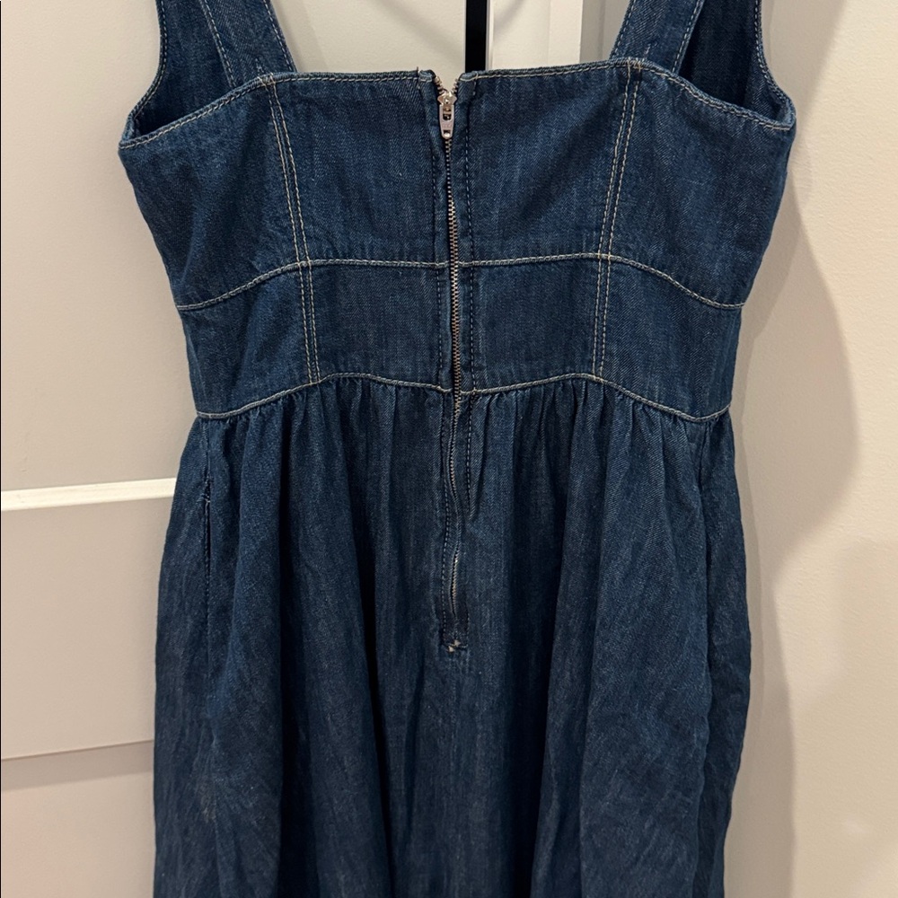 Anthropologie Reformation Tagliatelle Denim Midi Dress 4 NWT $218 - Picture 10 of 11